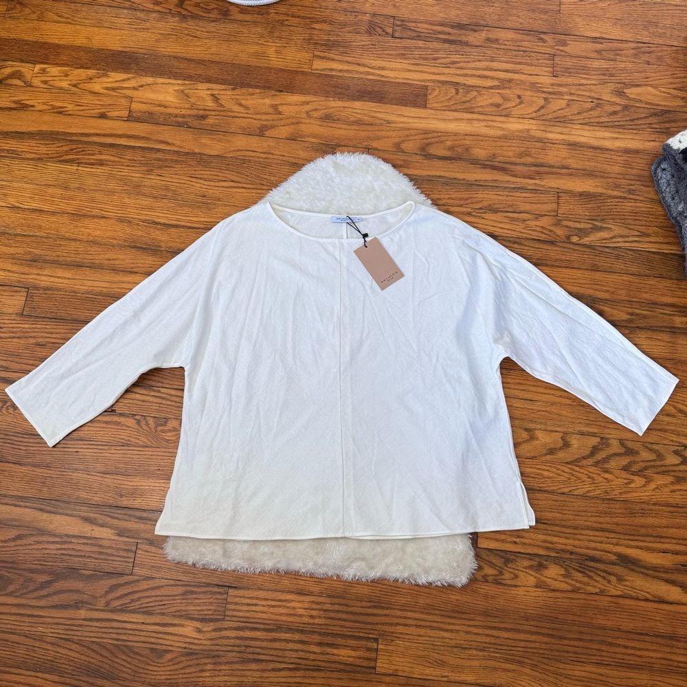 NWT M.M Lafleur The Wren Top - Double-Faced Ivory Linen Sz L - Picture 9 of 15